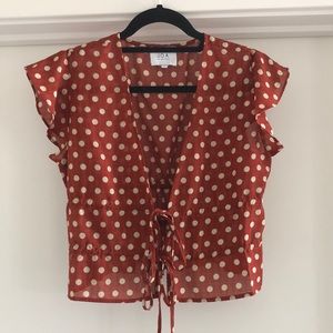 J.O.A. Polka dot tie top